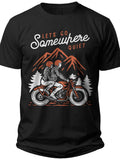 Unisex Adventure Biker T-Shirt, Motorcycle Mountain Graphic Tee, "Let's Go Somewhere Quiet" Travel Gift