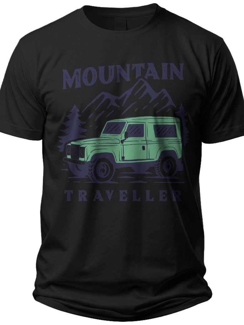 Men's Mountain Traveler Graphic T-Shirt Off-Road Vehicle Print Adventure Outdoor Tee Hiking Camping Short Sleeve