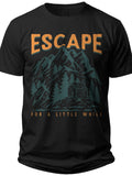 Unisex Black Mountain Escape Graphic T-Shirt Outdoor Nature Adventure Tee for Hiking Camping Travel