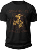 Men's Black Graphic Tiger T-Shirt - Obstacles Challenges Motivational Short Sleeve Casual Tee