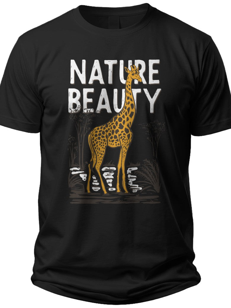 Giraffe Nature Beauty Graphic T-Shirt for Men Women Black Short Sleeve Casual Wildlife Lover Tee Top
