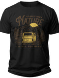 Unisex Black Graphic Tee Vintage Camper Van Nature Mountains Forest Design Outdoor Adventure T-Shirt