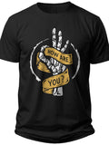 Unisex Black Skeleton Hand "HOW ARE YOU" Funny Graphic Tee Casual Short Sleeve T-Shirt for Men Women