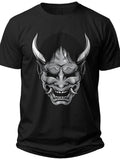 Japanese Oni Mask Graphic T-Shirt | Fierce Hannya Demon Face Mythology Tee for Men Women