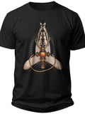 Black Praying Hands Cross Rosary Graphic T-Shirt Christian Faith Religious Spiritual Tee for Men Women Casual Wear
