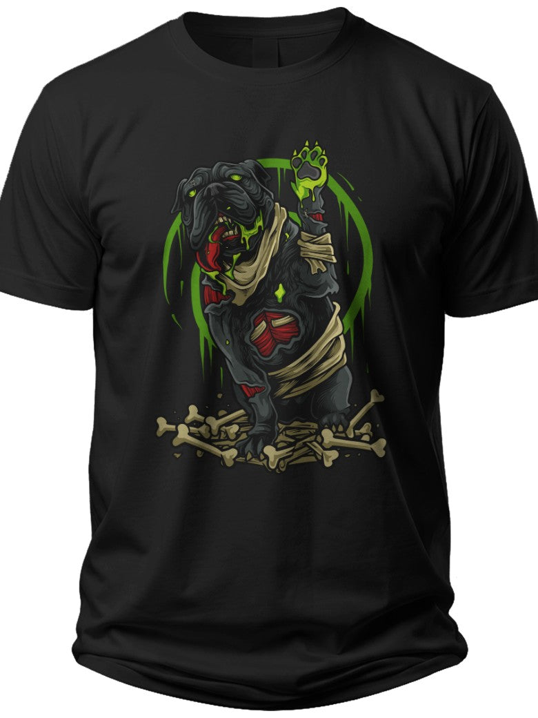 Men's Black Graphic T-Shirt Dark Fantasy Undead Creature Bones Green Glow Short Sleeve Casual Tee