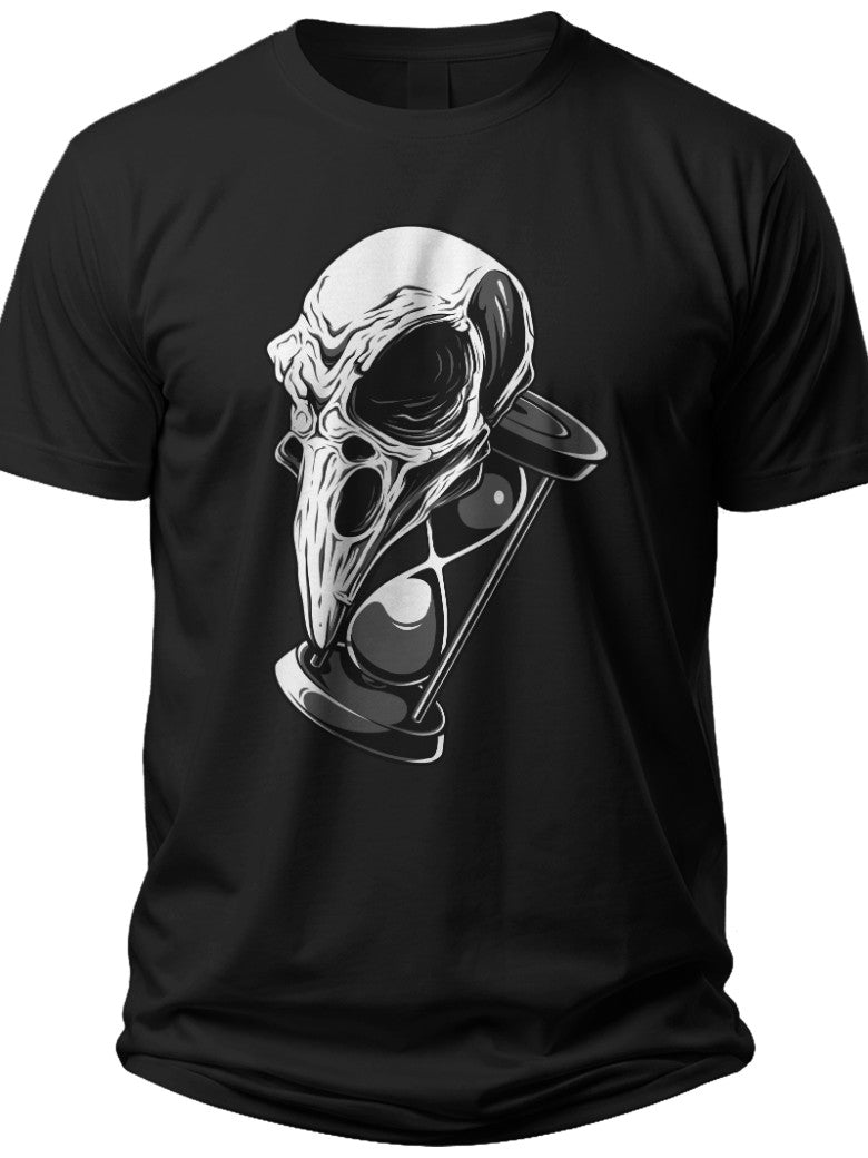 Unisex Black Skull Hourglass Graphic T-Shirt Dark Gothic Edgy Design Tee for Men Women Casual Wear