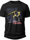 Tough Monster Truck Graphic T-Shirt for Men & Boys, Black Short Sleeve Off-Road Vehicle Design Tee, Casual Wear