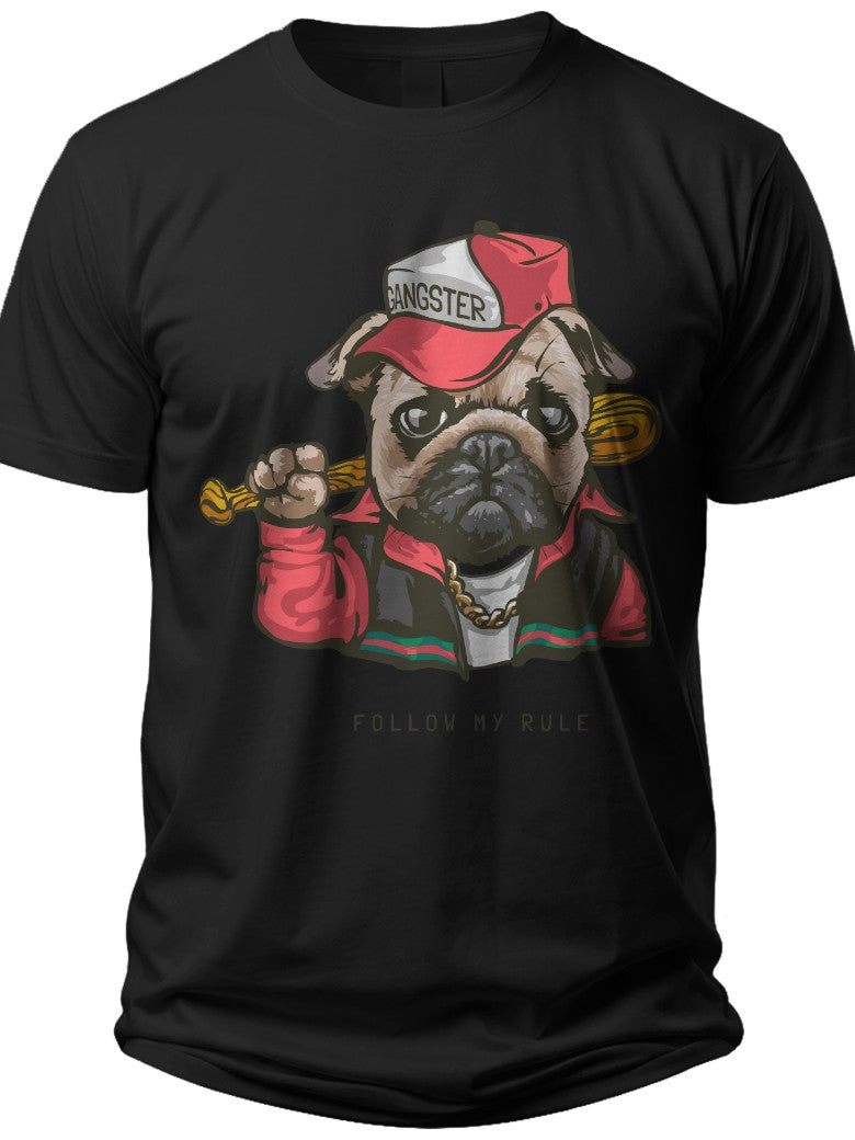 Men's Women's Black Pug Dog Graphic T-Shirt Cool Animal Print Short Sleeve Tee Casual Top for Dog Lovers