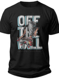 Men's Black Short Sleeve Graphic T-Shirt Urban Skate Style Tee Casual Streetwear Top Skateboard Print Design