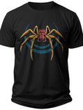 Unisex Black Spider Graphic T-Shirt for Men Women, Creepy Insect Print Short Sleeve Cotton Tee, Halloween & Casual Wear