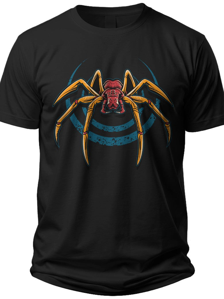 Unisex Black Spider Graphic T-Shirt for Men Women, Creepy Insect Print Short Sleeve Cotton Tee, Halloween & Casual Wear