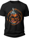 Men's Black Graphic T-Shirt Spray Paint Can Skull Design Funny Art Tee Crew Neck Casual Streetwear Apparel