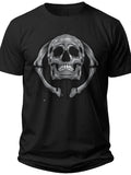 Unisex Black Skull Bones Graphic T-Shirt for Men Women Goth Rock Biker Style Edgy Crew Neck Tee Casual Wear