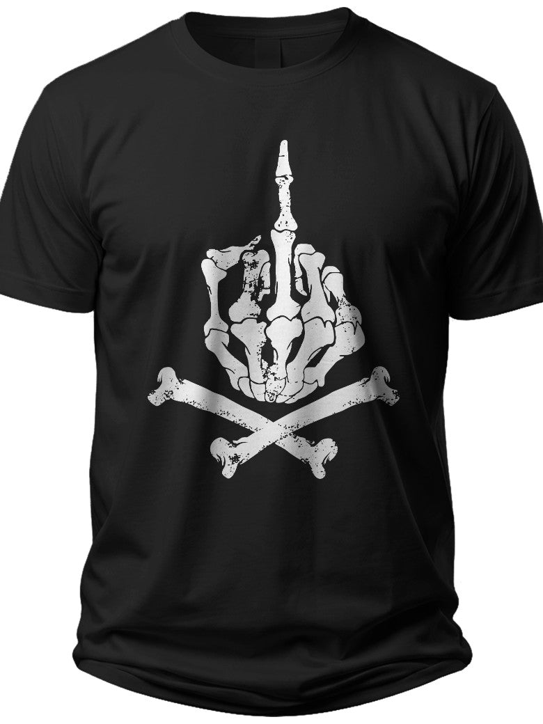 Skeleton Hand Bone & Crossed Bones Graphic Print T-Shirt for Men Women Funny Casual Black Tee