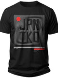 Men's Black Graphic T-Shirt JPN TKO Wavy Line Design, Japanese Inspired Urban Streetwear Short Sleeve Casual Tee