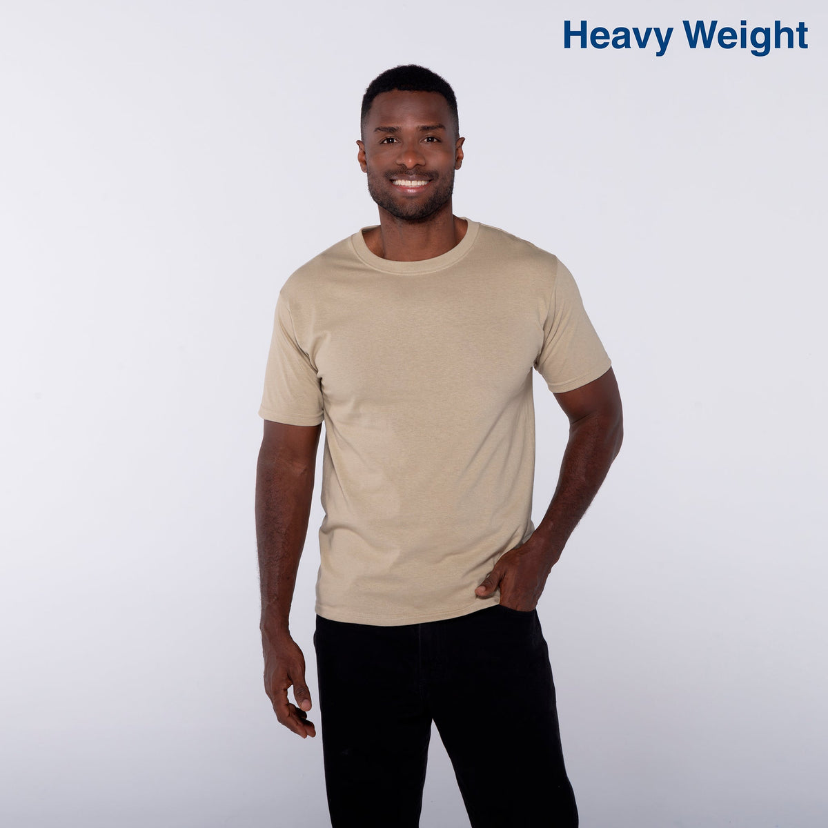 Adult Unisex Heavy Weight Crew Neck Short Sleeve T Shirt (White)