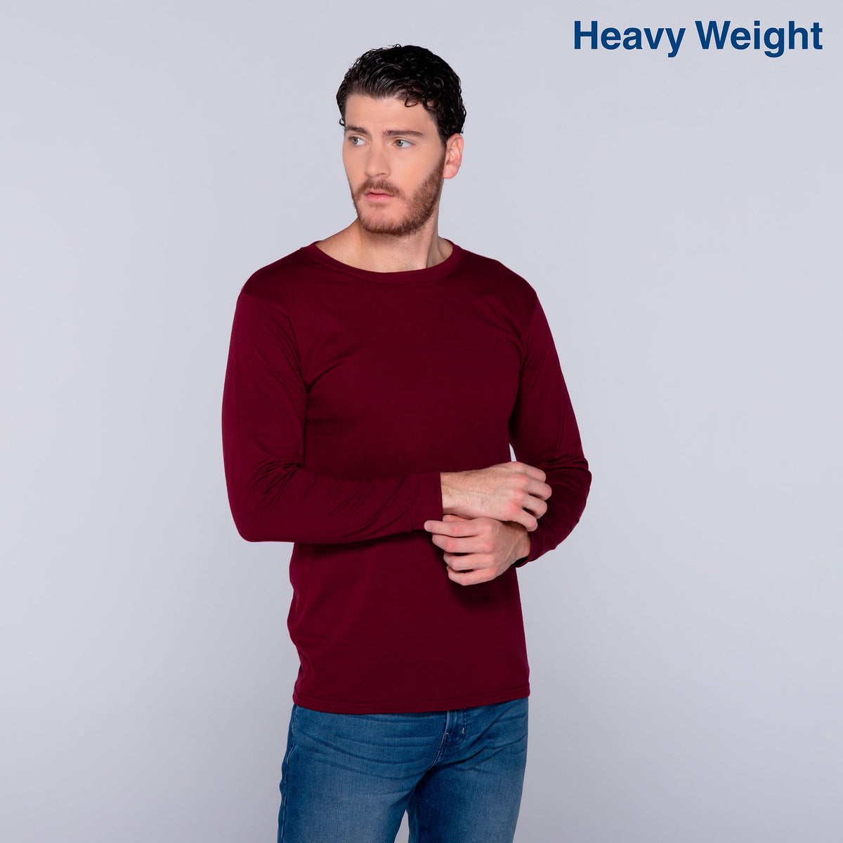 Adult Unisex Heavy Weight Crew Neck Long Sleeve T Shirt (Jade)