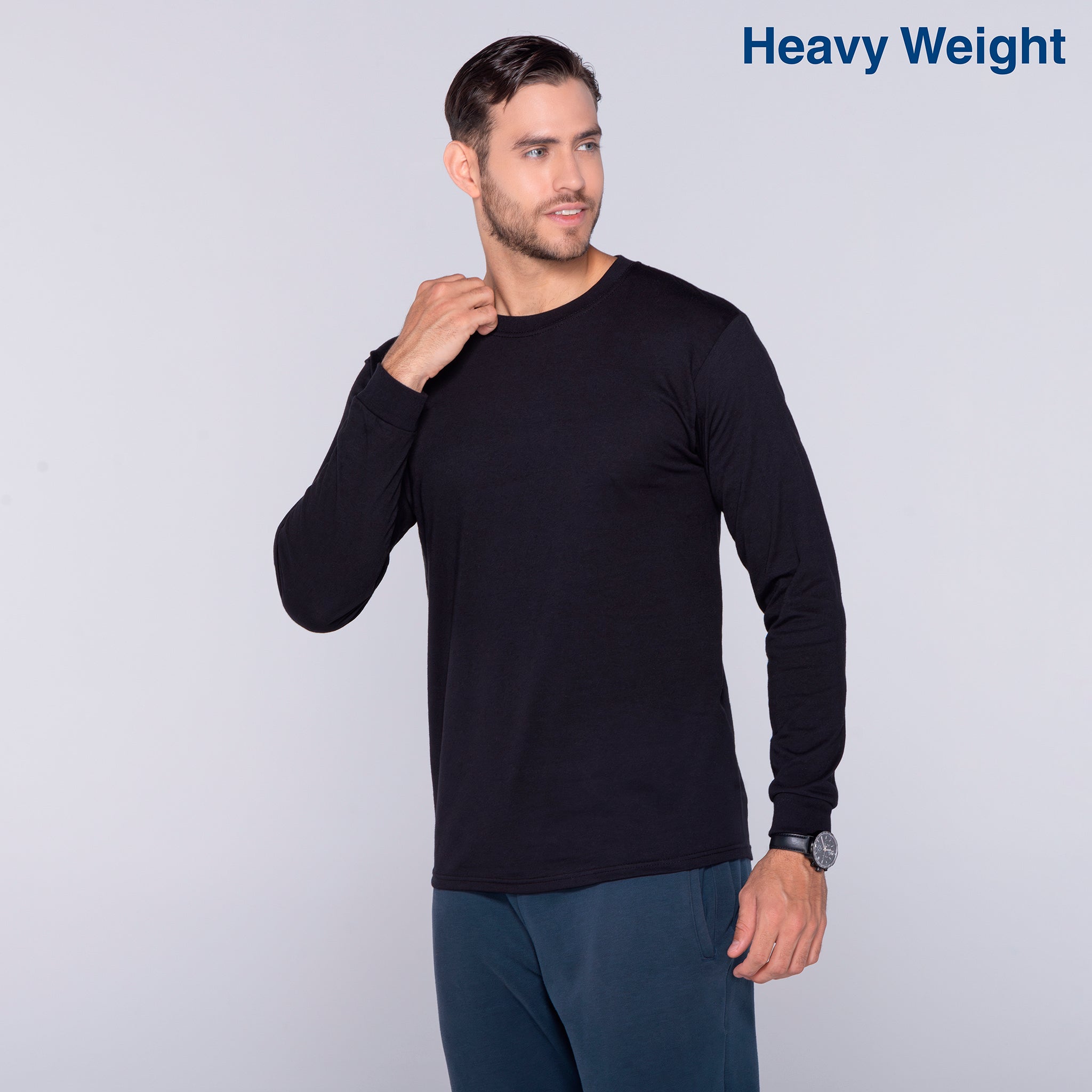 Adult Unisex Heavy Weight Crew Neck Long Sleeve T Shirt (Jade)